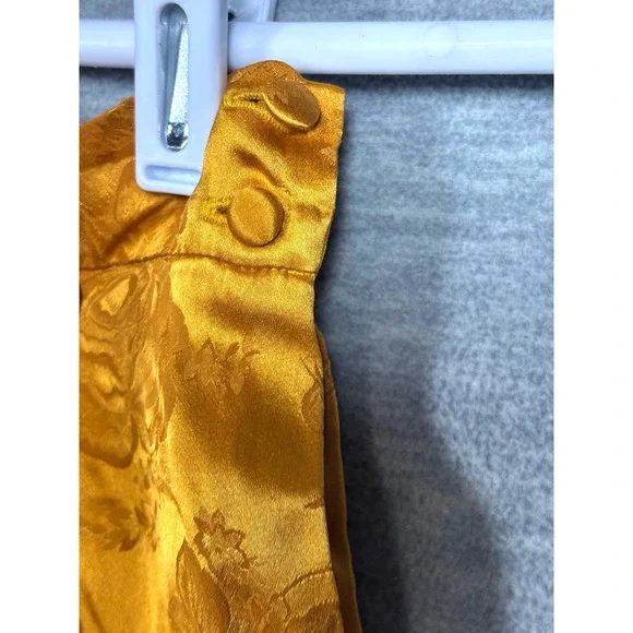 Ronny Kobo Gold Silk Blend Floral Damask Harem Pants S Marigold Yellow  Ankle - Picture 4 of 9